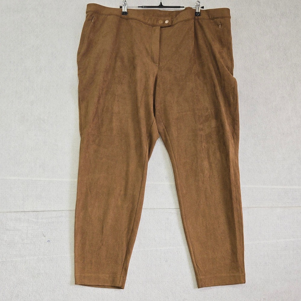 J. Jill Women 3X Brown Faux Suede Ankle Leggings Pants Stretch Plus Size B363